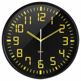 Horloge analogique avec cadran noir etchiffres jaunes photo du produit