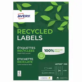 Boite de 100 planches de 40 étiquettes adresses recyclées blanches 45,7 x 25,4 mm photo du produit