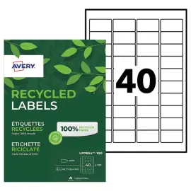 100 Planches de 40 étiquettes adresses recyclées blanches 45,7 x 25,4 mm photo du produit