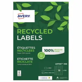 100 Planches de 18 étiquettes laser AVERY 63,5x46,6mm soit 1800 étiq/boîte photo du produit