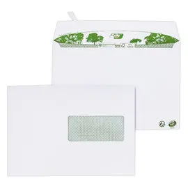 Boite de 200 Enveloppes C5 blanches recyclées 80gr/m² bande protec fenêtre 45x100 photo du produit