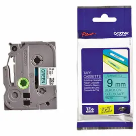 Ruban pour titreuse BROTHER TZE 721 9mm vert impression noir photo du produit