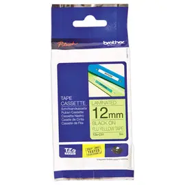 Ruban pour titreuse BROTHER TZE C31 12mm fluo jaune impression noir photo du produit