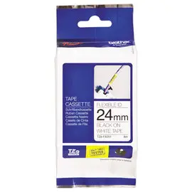 Ruban laminé flexible TZe-FX251 largeur 24mm blanc impression noire photo du produit