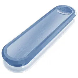 Boîte plastique contenant fourchette, couteau et petite cuillère. Bleu photo du produit