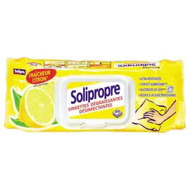 paquet de100 lingettes dégraissantes désinfectantes Solipropre- Citron photo du produit