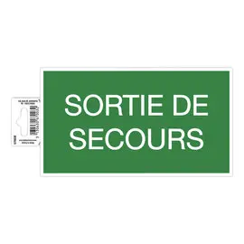 Panneau adhésif Sortie de Secours 20 cm - Vert photo du produit