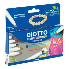 5 Feutres multisupport &agrave; base d'eau - Coloris assortis - Giotto photo du produit
