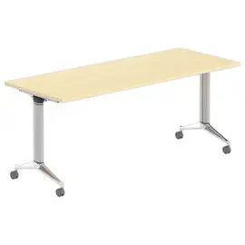 Table rectangulaire rabattable avec roulettes - 180 x 70 cm - Hêtre et alu photo du produit