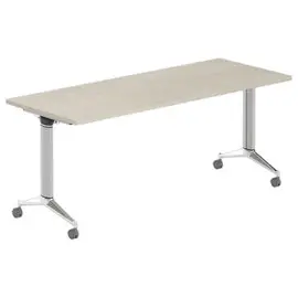 Table rabattable avec roulettes - Acacia clair et aluminium - 180x70 cm photo du produit