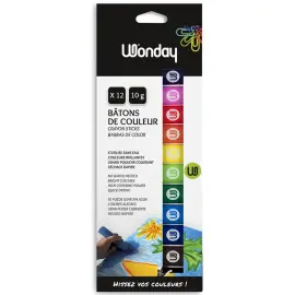 12 B&acirc;tons de gouache - 10 g - Coloris assortis - Wonday photo du produit