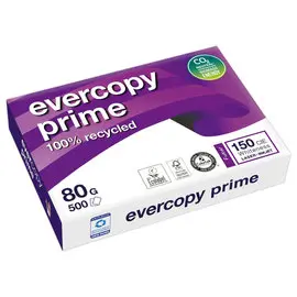 Carton de 5 Ramettes 500f. de papier recyclé 100% EVERCOPY PRIME A4 80G photo du produit