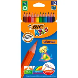 12 Crayons de couleur EVOLUTION KIDS - Coloris assortis - BIC photo du produit