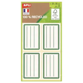 32 Etiquettes scolaires recycl&eacute;es - 36 x 56 mm - APli photo du produit