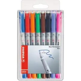 8 Marqueurs effa&ccedil;ables OHPen - R&eacute;troprojection et surfaces lisses - Pointe fine - Coloris assortis - Stabilo photo du produit