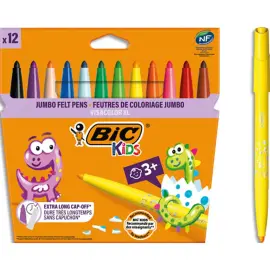 12 Feutres Kids Visacolor XL - Encre lavable - Pointe large - Coloris assortis - Bic photo du produit