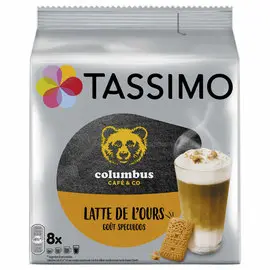 Sachet de 8 Dosettes Tassimo Columbus Latte De L'Ours photo du produit