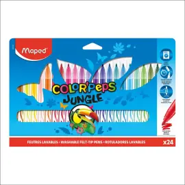 12 Feutres Long Life - Encre lavable - Pointe large - Coloris assortis - Maped photo du produit