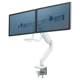 Bras porte-&eacute;crans double &agrave; barre transversale Eppa - Blanc - Fellowes photo du produit