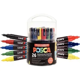 Assortiment de 26 marqueurs peinture &agrave; base d'eau - Posca photo du produit