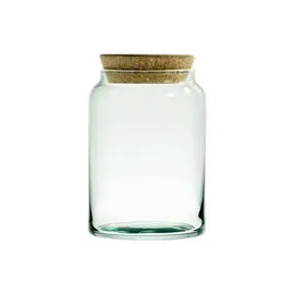 Pot en verre recyclé avec couvercle liège 0,86L photo du produit