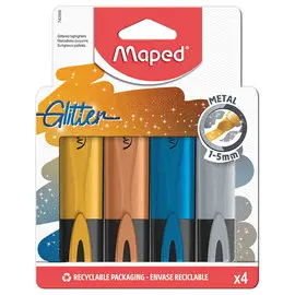 Etui de 4 Surligneurs encre liquide MAPED FLUOPEPS GLITTER - coloris assortis photo du produit