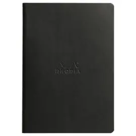 Carnet piqué Rhodiarama A5 64 pages, ligné, couverture souple noire photo du produit