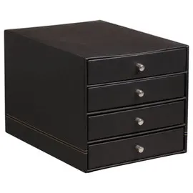 Module de classement Rhodiarama 4 tiroirs simili cuir italien - Noir photo du produit