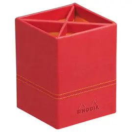 Pot à crayons Rhodia simil cuir italien 8 x 8 x 11 cm - Rouge photo du produit
