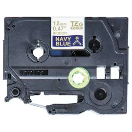Ruban étiqueteuse tissu or sur bleu nuit 12 mm (4m) photo du produit