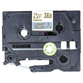 Ruban &eacute;tiqueteuse tissu or sur bleu clair 12 mm (4m) photo du produit