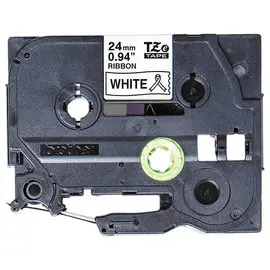 Ruban &eacute;tiqueteuse Brother tissu noir sur blanc 24 mm (4m) photo du produit