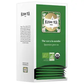 Boîte de 25 sachets de thé Kusmi Tea Bio Thé vert menthe photo du produit