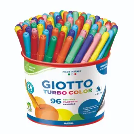 96 Feutres Turbo Color - Encre lavable - Pointe moyenne - Coloris assortis - Giotto photo du produit
