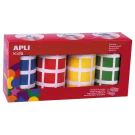 4 Rouleaux de gommettes carr&eacute;es - 2 x 2 cm - Apli photo du produit