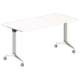 Table rabattable 150x70 blanc/alu montée photo du produit