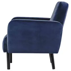 Fauteuil LISBOA 1 place Velours bleu mont&eacute; photo du produit