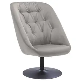Fauteuil SCOOP pivotant 1 pied noir tissu gris monté. photo du produit