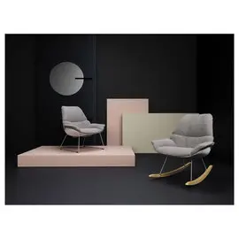 Fauteuil à bascule LAZY tissu gris monté photo du produit