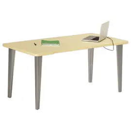 Bureau BORDEAUX 160 x 80 ch&ecirc;ne clair -pieds aluminium mont&eacute; photo du produit