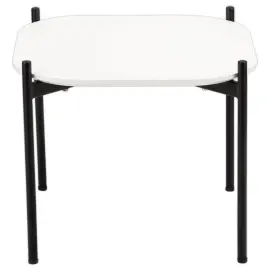 Table basse MEET 50 x 50 Blanc pieds noirs mont&eacute;e photo du produit