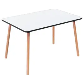 Table PALOMBA 120 x 80 cm Blanc pieds hêtre montée photo du produit