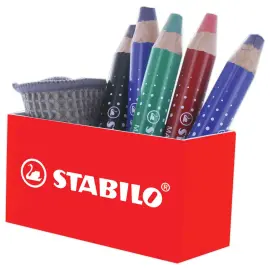 crayons effaçable à sec MARKdry - chiffonnette - pot aimanté - STABILO photo du produit