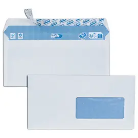 50 Enveloppes blanches bande siliconée - DL 110x220 - 80 g/m² - Fenêtre 45x100 - GPV photo du produit