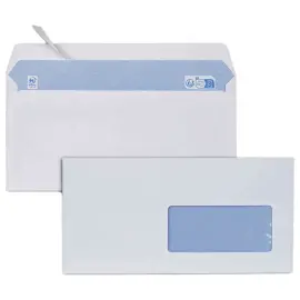 Boite de 500 enveloppes blanches 110x220 mm 75g fenêtre 45x100 bande siliconée photo du produit