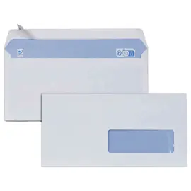 Boite de 500 enveloppes blanches 110x220 mm 75g fenêtre 35x100 bande siliconée photo du produit