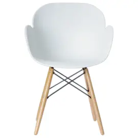 Lot de 2 fauteuils PETALES pied hêtre assise blanche photo du produit