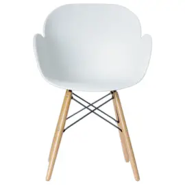2 Fauteuils PETALES pied hêtre assise blanche photo du produit