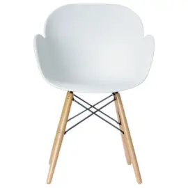 Lot de 2 fauteuils PETALES pied hêtre assise blanche montés photo du produit