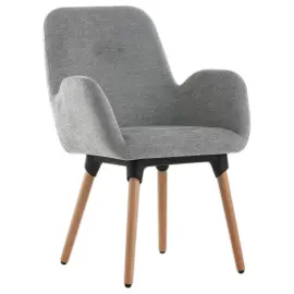 2 Fauteuils Tissu gris 4 pieds bois vernis montés photo du produit